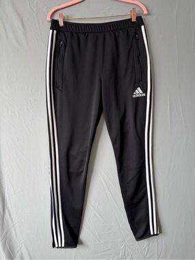 Adidas Womens Climacool Zip Ankle Jogger Track Pants M Black White 3 Stripe Logo